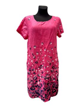 kleid kurzarm | pink mit blumenmuster | leinen | S–XL