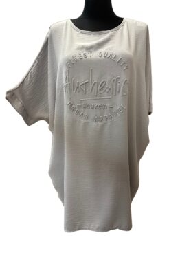 Tunika kurzarm | Schriftzug 'Authentic' | Viskose | Onesize 48–52