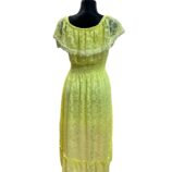 Sommerkleid gelb Spitze – Rückansicht mit Spitzenmuster und elastischer Taille