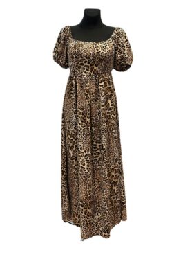 Maxikleid kurzarm | Leo Muster | Polyester | Onesize 40–44